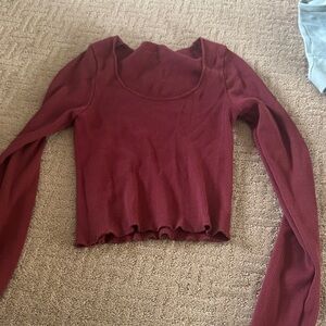 Brandy Melville Maroon Long Sleeve Top
